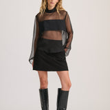TAILORED DRILL MINI SKIRT BLACK