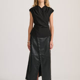 SLEEVELESS WRAP TOP BLACK