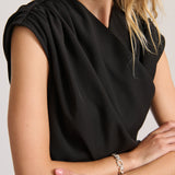 SLEEVELESS WRAP TOP BLACK