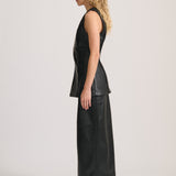 WRAP TUNIC VEGAN LEATHER TOP BLACK