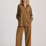 CURVED HEM SHIRT RICH CACAO