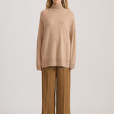 CASHMERE MOHAIR ROLL NECK CHESTNUT