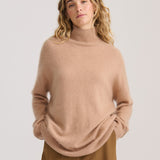 CASHMERE MOHAIR ROLL NECK CHESTNUT