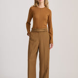 FINE KNIT PANELLED TOP CHESTNUT