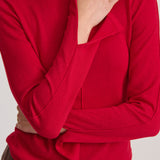 FINE KNIT PANELLED TOP CRIMSON