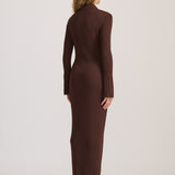 RIB KNIT MAXI DRESS RICH CACAO