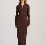RIB KNIT MAXI DRESS RICH CACAO