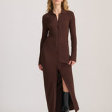 RIB KNIT MAXI DRESS RICH CACAO