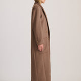 WOOL LONGLINE COAT RICH CACAO
