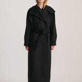FUNNEL NECK COAT BLACK