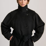FUNNEL NECK COAT BLACK