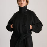 FUNNEL NECK COAT BLACK