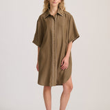 SILK-BLEND SHIRT DRESS