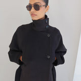 FUNNEL NECK COAT BLACK