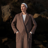 WOOL LONGLINE COAT RICH CACAO