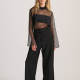 SHEER ORGANZA LONG SLEEVE TOP