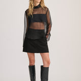 SHEER ORGANZA LONG SLEEVE TOP