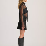 SHEER ORGANZA LONG SLEEVE TOP