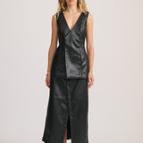 WRAP VEGAN LEATHER SKIRT BLACK