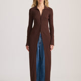 RIB KNIT MAXI DRESS RICH CACAO