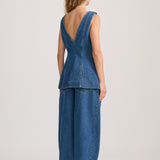 WRAP TUNIC DENIM TOP — PRE ORDER
