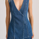 WRAP TUNIC DENIM TOP — PRE ORDER