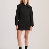 CROP ZIP JACKET BLACK