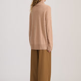 CASHMERE MOHAIR ROLL NECK CHESTNUT