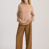 CASHMERE MOHAIR ROLL NECK CHESTNUT