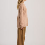 CASHMERE MOHAIR ROLL NECK CHESTNUT