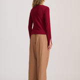 FINE KNIT PANELLED TOP BERRY