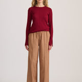 FINE KNIT PANELLED TOP BERRY