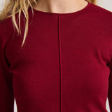 FINE KNIT PANELLED TOP BERRY