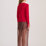 FINE KNIT PANELLED TOP CRIMSON