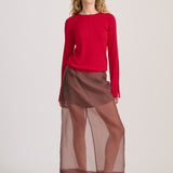 FINE KNIT PANELLED TOP CRIMSON