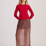 FINE KNIT PANELLED TOP CRIMSON