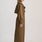 DOUBLE BREASTED TRENCH WILD GREEN