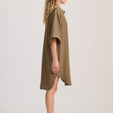 SILK-BLEND SHIRT DRESS