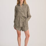 SILK-BLEND CURVED HEM SHIRT