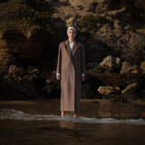 WOOL LONGLINE COAT RICH CACAO